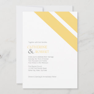 Yellow and Grey Striped Wedding Invitation