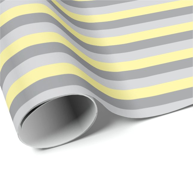 Yellow and Grey Stripes Wrapping Paper (Roll Corner)