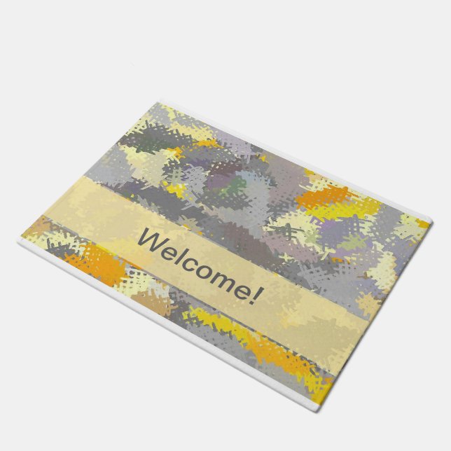 Yellow and Grey Tapestry Doormat (Angled)