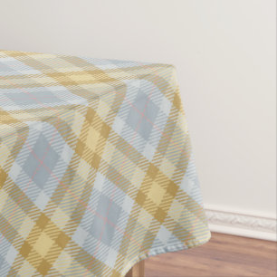 Yellow And Grey Tartan Plaid Tablecloth