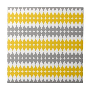 Yellow And Grey Tear Drop Pattern Ceramic Tile
