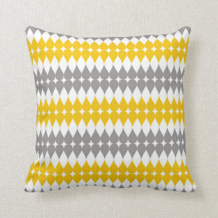 Yellow And Grey Tear Drop Pattern Cushion