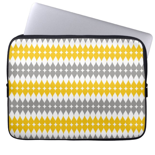 Yellow And Grey Tear Drop Pattern Laptop Sleeve 13 (Front)