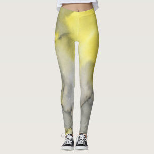 Yellow and Grey Tie-Dye Leggings