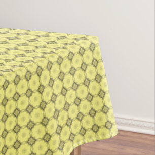 Yellow and Grey Tiled Diamond Square Pattern Tablecloth