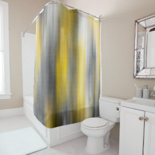 Yellow and Grey Vertical Abstract Shower Curtain
