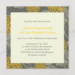 Yellow and Grey Vintage Floral Wedding invite