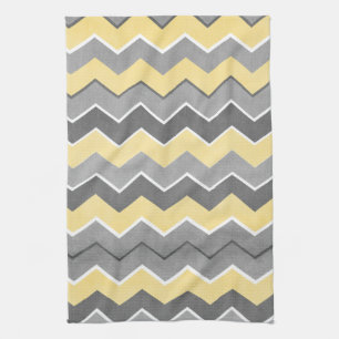 Yellow and Grey Zig Zag Pattern Tea Towel