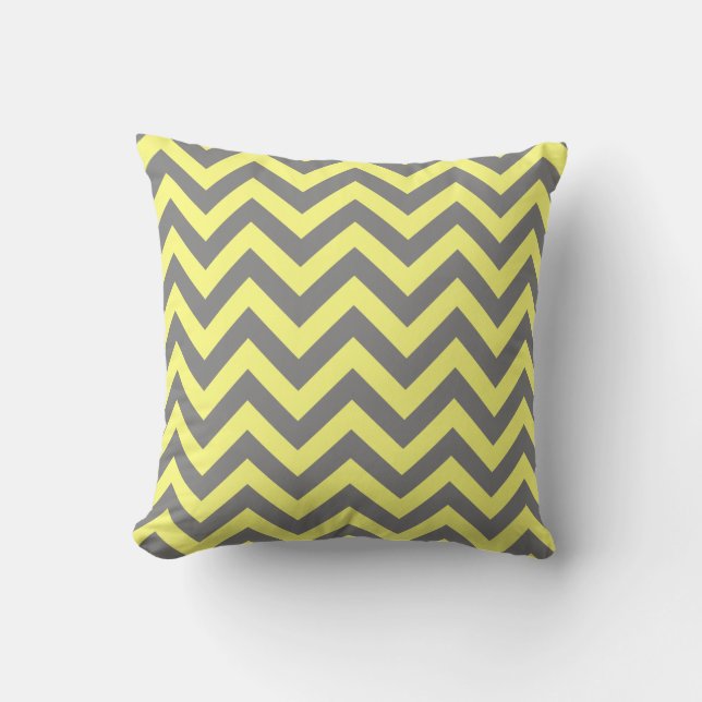Yellow and Grey Zigzag Cushion (Front)