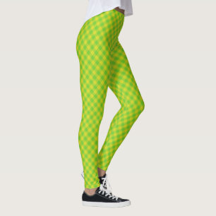 Yellow and Leaf Green Check Gingham to Customise Leggings
