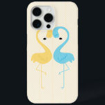 Yellow and Light Blue Flamingos iPhone 15 Pro Max Case<br><div class="desc">Yellow and blue flamingos on a light yellow background.</div>
