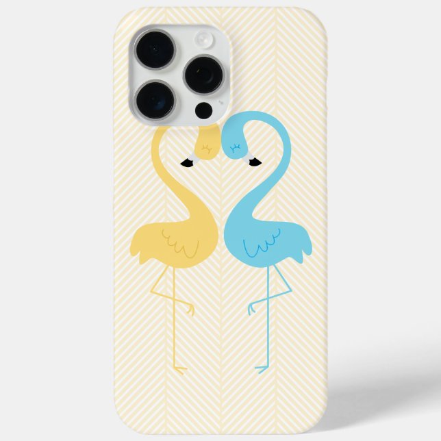Yellow and Light Blue Flamingos Case-Mate iPhone Case (Back)