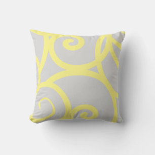 yellow and light grey modern abstract pillow