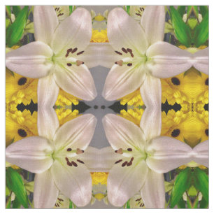 Yellow and Lilies Fabric
