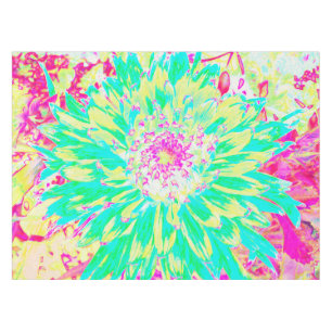 Yellow and Magenta Decorative Dahlia Flower Tablecloth