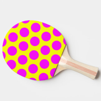 Yellow and Magenta Polka Dots Ping Pong Paddle