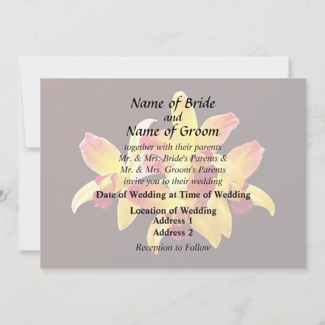Yellow and Maroon Orchids Brassolaeliocattleya Invitation (Front)