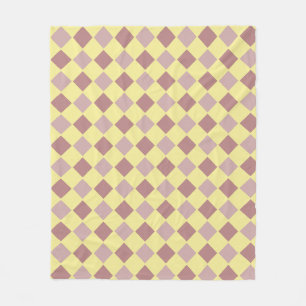 Yellow and mauve pastel pattern fleece blanket