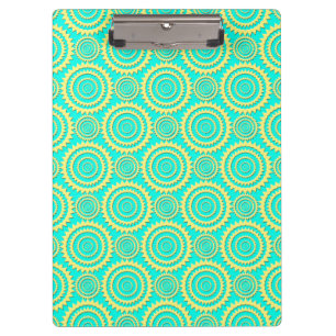 Yellow and Mint Green Geometric Circles Pattern Clipboard