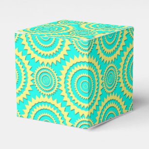 Yellow and Mint Green Geometric Circles Pattern Favour Box