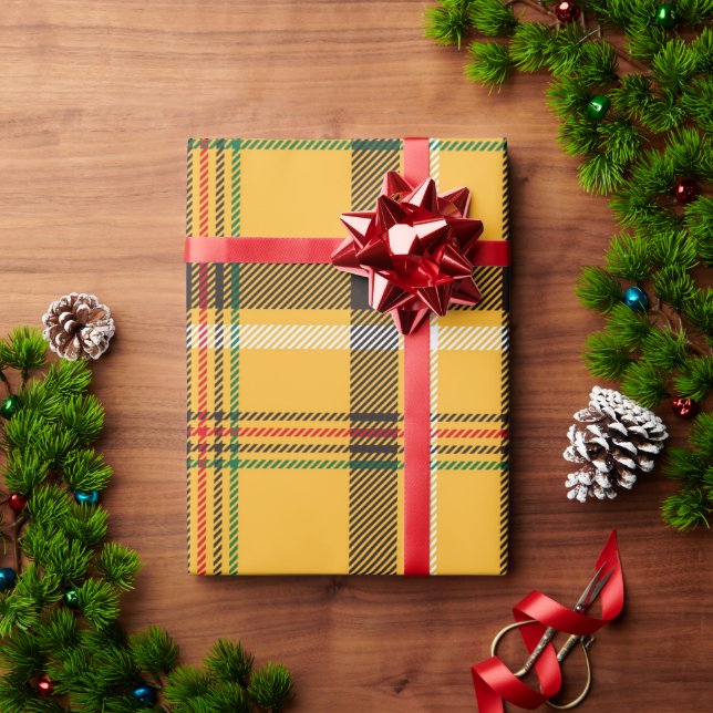 Yellow and Mustard Buffalo Plaid Wrapping Paper (Holiday Gift)