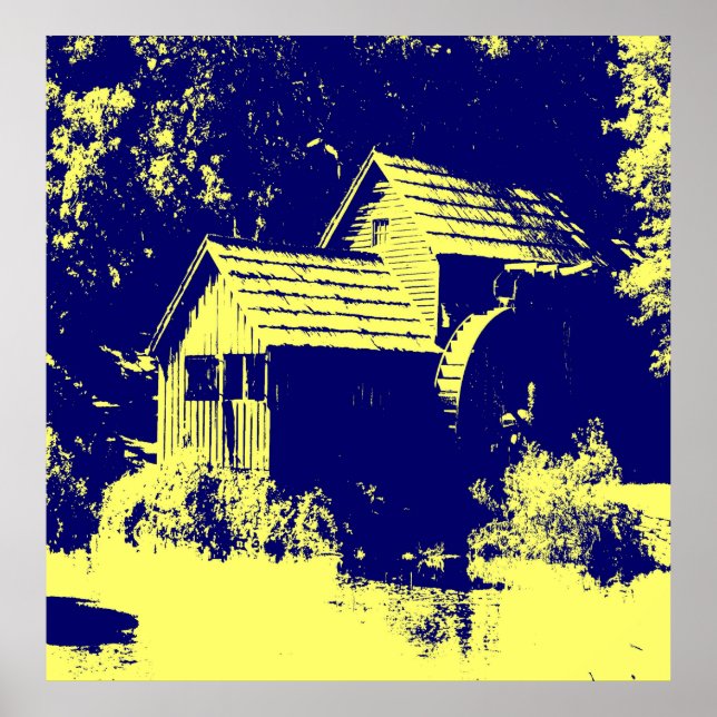 Yellow and Navy Blue Mabry Mill Poster (Front)