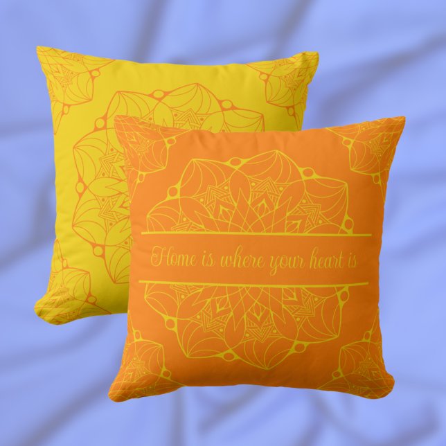 Yellow and Orang Mandala Personalised Throw Pillow (Creator Uploaded)
