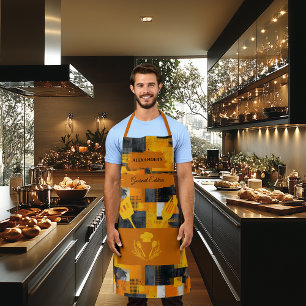 Yellow and Orange Abstract - Modern Bold Kitchen Apron