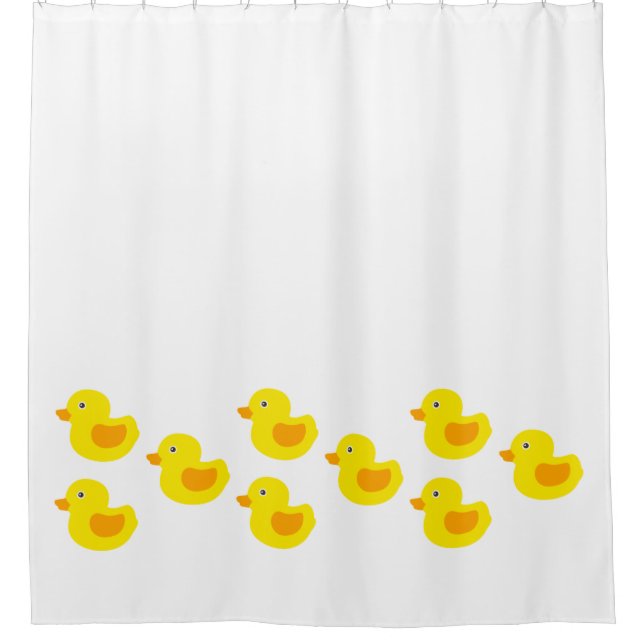 Yellow and Orange Baby Rubber Ducky for Kids Shower Curtain (Front)