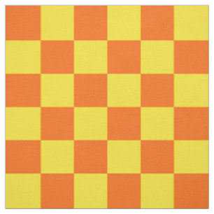 Yellow And Orange Chequered Pattern Design Fabric