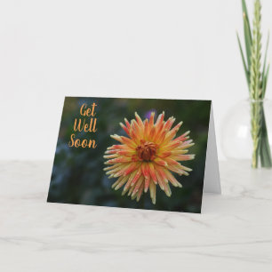 Yellow and Orange Dahlia Get Well Soon Greeting Card