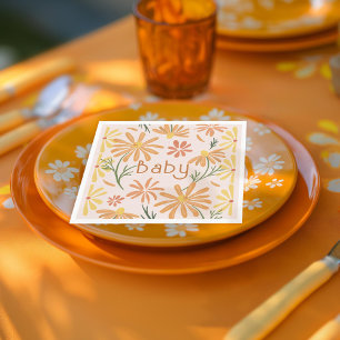 Yellow and Orange Daisies Baby Shower Napkin