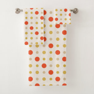 Yellow and orange Dots Bath Towel Set