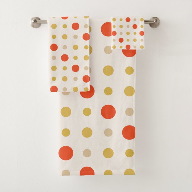 Yellow and orange Dots Bath Towel Set (Insitu)