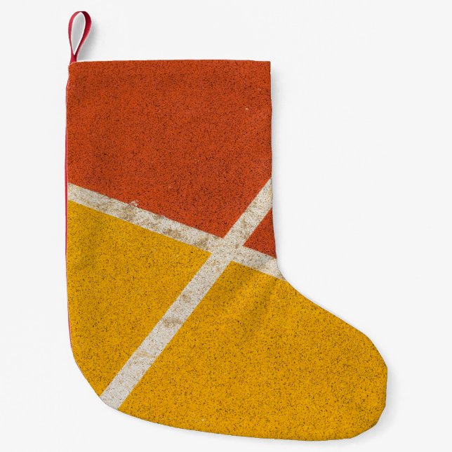 Yellow and orange flooring small christmas stocking (Front)