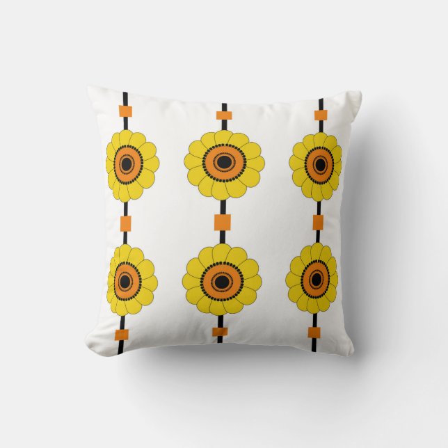 Yellow and Orange Floral Cushion (Front)