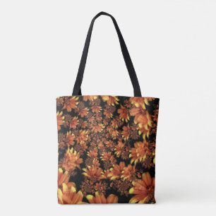 Yellow and Orange Floral Design Tote Bag