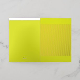 Yellow and orange geometric shapes are arranged ag foil greeting card