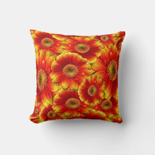Yellow and Orange Gerbera Daisies Cushion