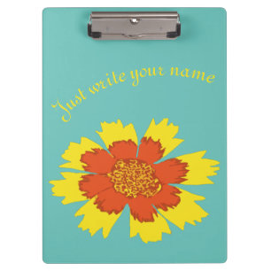 Yellow and orange girly coreopsis flower clipboard