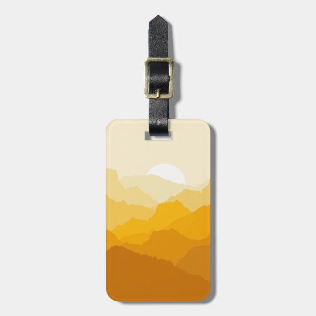 Yellow and orange mountain sunrise luggage tag (Front Vertical)