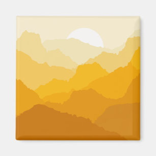 Yellow and orange mountain sunrise magnet