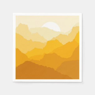 Yellow and orange mountain sunrise napkin