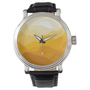 Yellow and orange mountain sunrise watch