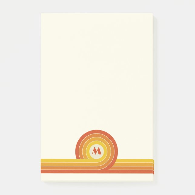 Yellow and orange retro style circles and lines  post-it notes (Front)
