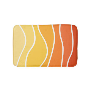 Yellow and orange retro style waves bath mat