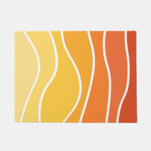 Yellow and orange retro style waves doormat