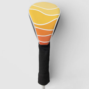 Yellow and orange retro style waves golf head cover