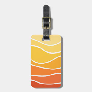 Yellow and orange retro style waves luggage tag