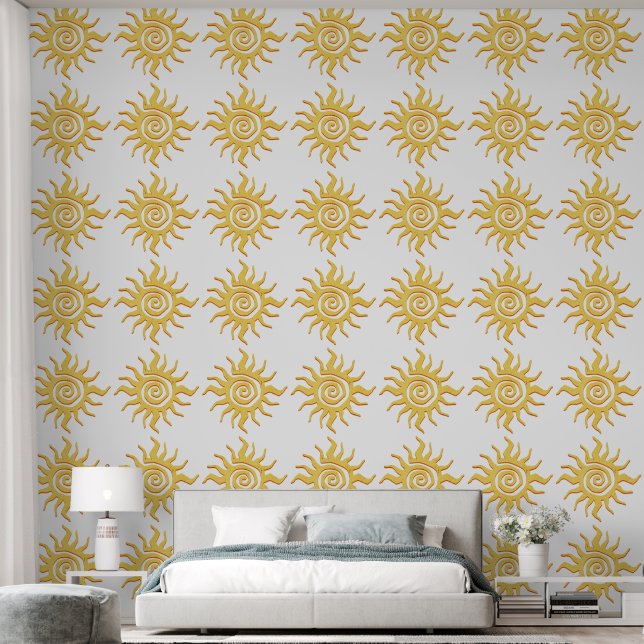 Yellow and Orange Retro Sunshine Wallpaper (Bedroom)